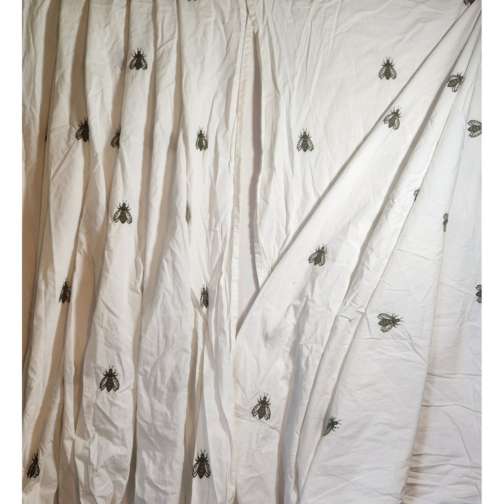 IKEA Alvine Bi Embroidered Bee moth Curtain Panel White 57x83 Cottagecore